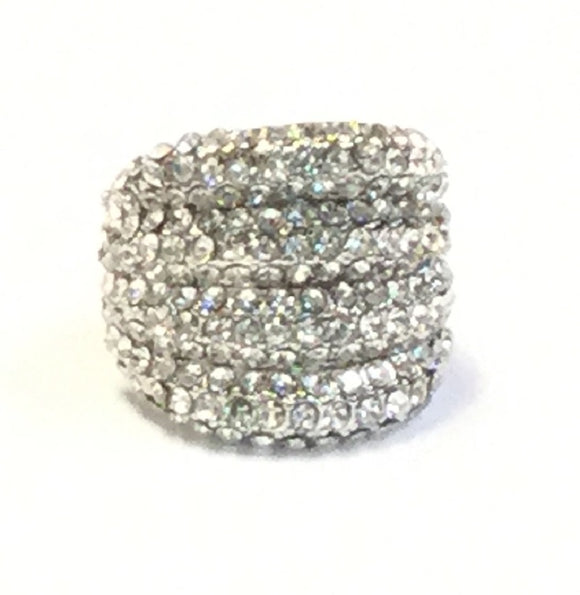 SILVER STRETCH RING WITH CLEAR STONES ( 1251 SCL )