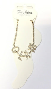 GOLD RHINESTONE GLAM ANKLET ( 1502 ) - Ohmyjewelry.com