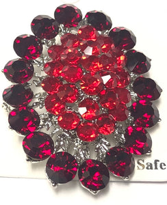 SILVER BROOCH RED STONES ( 0640 SRD )