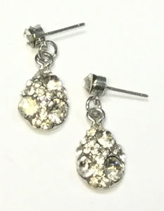SILVER DROP EARRINGS WITH CLEAR STONES ( 0156 )