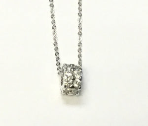 SILVER NECKLACE WITH GEAR CHARM CZ STONES ( 3029 )