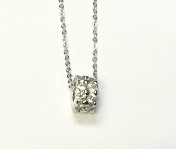 SILVER NECKLACE WITH GEAR CHARM CZ STONES ( 3029 )
