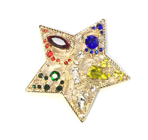 GOLD STAR BROOCH OES COLOR STONES ( 79 )