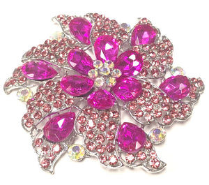 SILVER BROOCH FUCHSIA STONES ( 06474 FU )