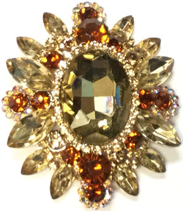 GOLD BROOCH WITH BROWN TOPAZ STONES ( 06551 )