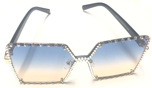 GOLD SUNGLASSES CLEAR STONES ( 1333 CL )