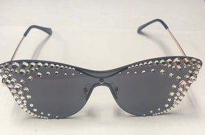 BLACK SUNGLASSES CLEAR STONES ( 1263 BKCL )