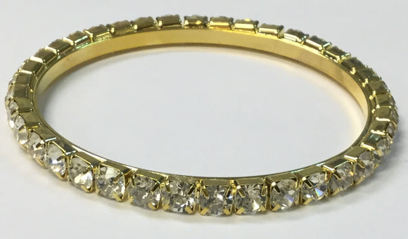 GOLD BANGLE WITH CLEAR STONES ( 1255 )