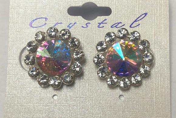 SILVER EARRINGS CLEAR AB STONES ( 100114V11XCH )