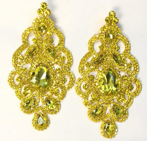 4 1/2" Large GOLD YELLOW Marquise Statement POST Earrings ( 1548 ) - Ohmyjewelry.com
