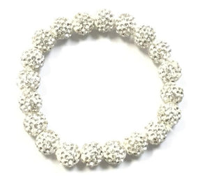 WHITE STRETCH BRACELET CLEAR STONES ( 01 ) - Ohmyjewelry.com