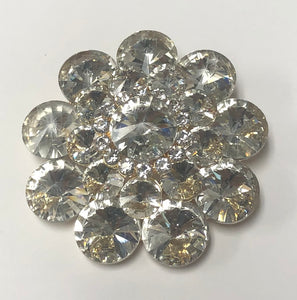 GOLD BROOCH CLEAR RHINESTONES ( 1324 GCL )