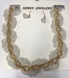 GOLD AB STONES NECKLACE SET ( 8039 CL )