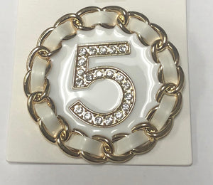 GOLD WHITE 5 BROOCH CLEAR STONES ( 1001 GDWHT )