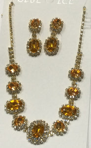 GOLD CLEAR AMBER NECKLACE SET