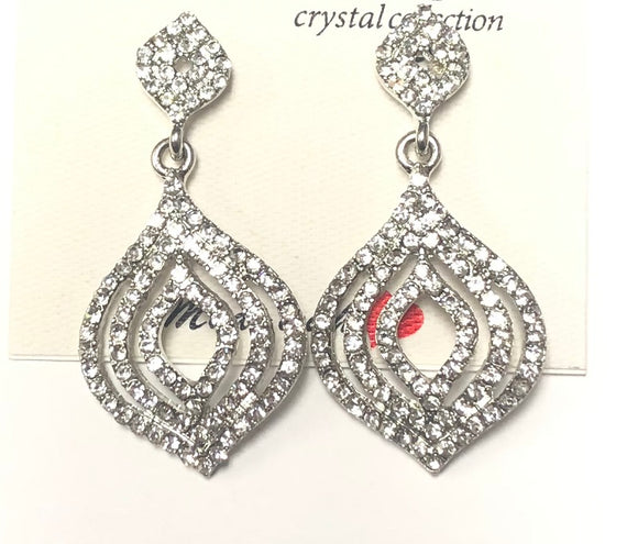 SILVER EARRINGS CLEAR STONES ( 3044 CRY )