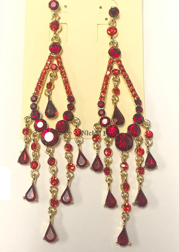 GOLD EARRINGS RED STONES ( 2005 GRD )