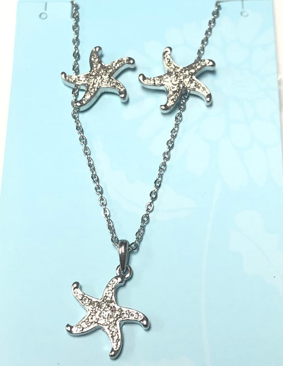 SILVER NECKLACE SET STARFISH ( 33227 )