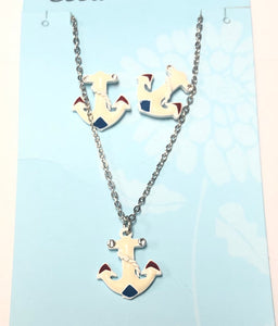 SILVER NECKLACE SET ANCHOR ( 33126 )