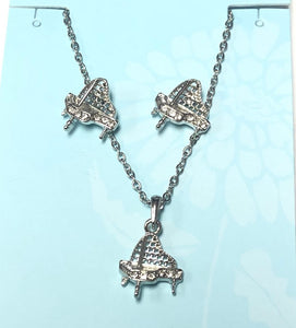 SILVER NECKLACE SET PIANO CLEAR STONES ( 33043 )