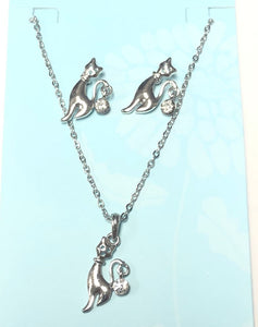 SILVER NECKLACE SET CAT ( 33220 )