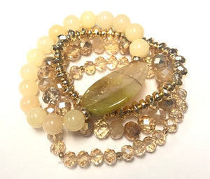 GOLD YELLOW BEAD STONE STRETCH BRACELETS(NAT)