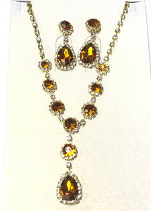 GOLD NECKLACE SET TOPAZ STONES ( 644 TP )