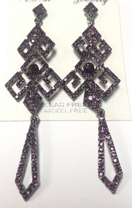 HEMATITE EARRINGS PURPLE STONES ( 9651 PU )