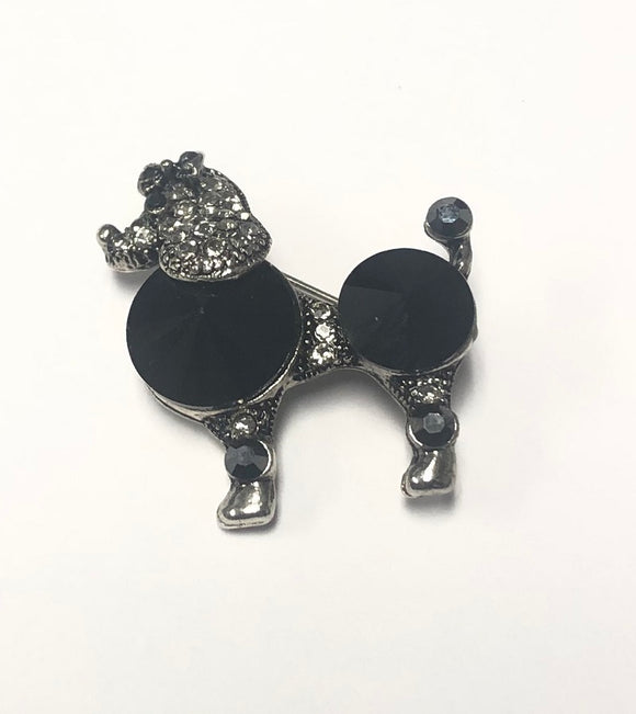 DOG BROOCH BLACK STONES ( 1064 BK )