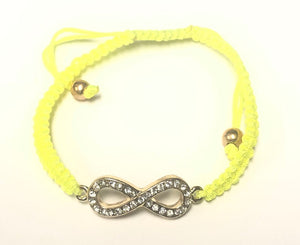 YELLOW Macrame Rhinestone Infinity Bracelet ( 1296 GDYEW )