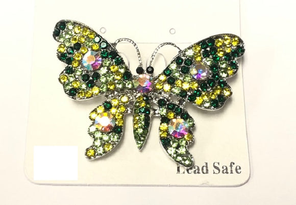 SILVER BUTTERFLY GREEN STONES ( 06744 SGN )