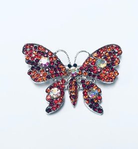 SILVER BROOCH BUTTERFLY RED STONES ( 06744 SRD )