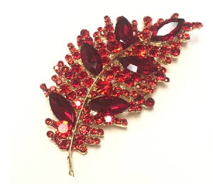 GOLD RED LEAF BROOCH ( 06746 GRD )