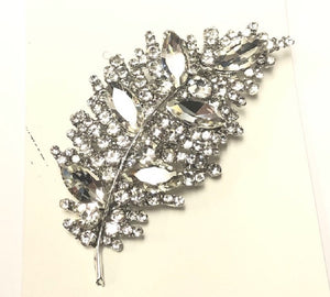 SILVER CLEAR LEAF BROOCH ( 06746 SCL )