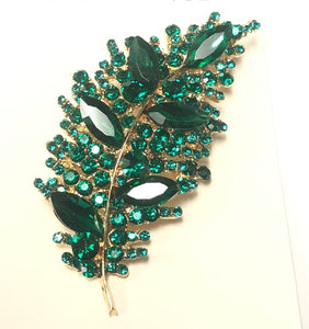 GOLD GREEN LEAF BROOCH ( 06746 GGR )