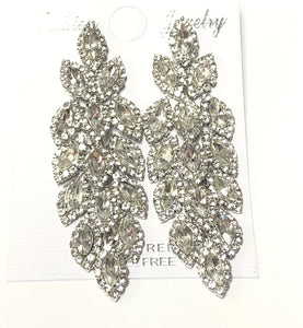 SILVER EARRINGS CLEAR STONES ( 3042 S )