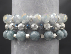 GREY BEAD STRETCH BRACELETS