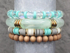 GOLD MINT COLOR STRETCH BRACELETS ( 0367 GLMNT )