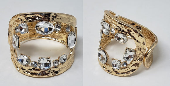 GOLD METAL BANGLE CLEAR STONES ( 10011 G )