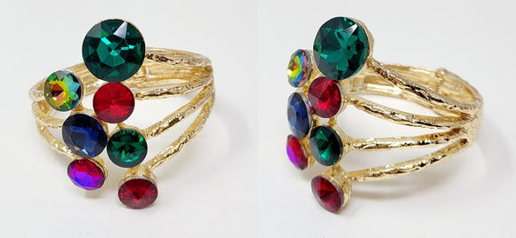 GOLD BANGLE DARK MULTI COLOR STONES ( 10033 DMT )