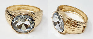 GOLD METAL BANGLE CLEAR STONE