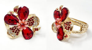 GOLD FLOWER BANGLE RED STONES ( 20022 GRD )