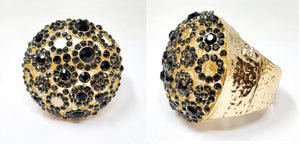 GOLD BANGLE BLACK HEMATITE STONES ( 20042 GBK )