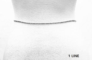SILVER CHAIN BELT 1 LINE CLEAR STONES ( 001 R ) - Ohmyjewelry.com