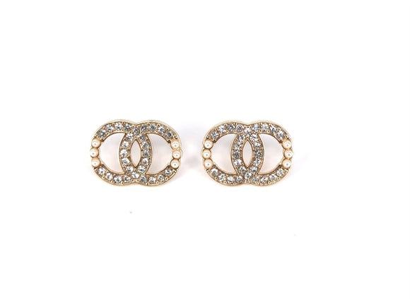 GOLD RING CIRCLE EARRINGS CLEAR STONES ( 4337 GDCL )