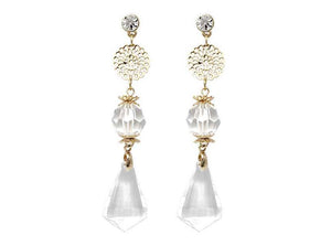 3.5" Gold and Lucite Fashion Dangle Earrings ( 502 )