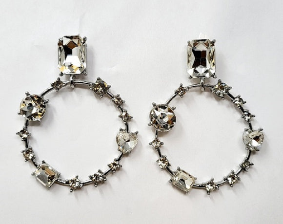 SILVER EARRINGS CLEAR STONES ( 10150 RCL )