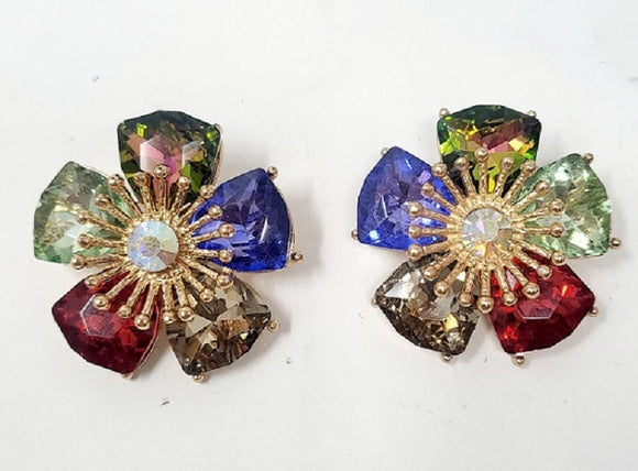 GOLD EARRINGS MULTI COLOR STONES ( 10202 GMT )