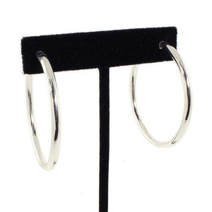 3.2" SILVER CLIP ON HOOP EARRINGS ( 205 LS ) - Ohmyjewelry.com