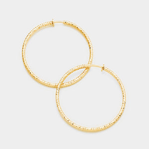 2.25" Gold Diamond Cut Clip On Hoop Earrings ( 235 MG )